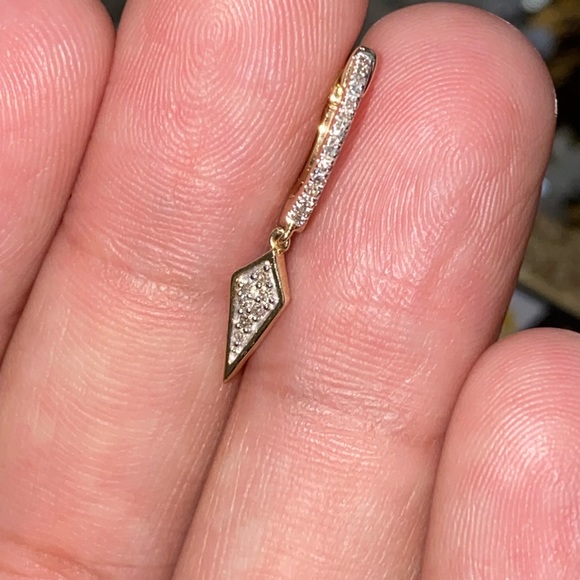 10k solid gold genuine diamond dangling hoop earrings NOT plated Free appraisal - Picture 8 of 9